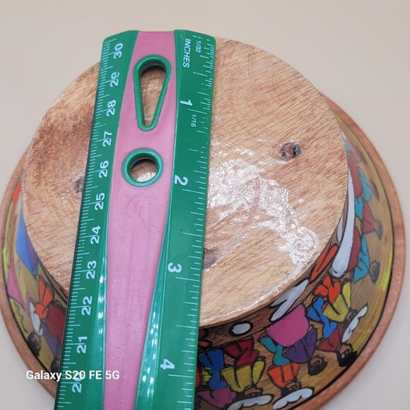 Beautiful Vibrantly Painted Mexican Wooden Decorative Bowl Wedding - Picture 8 of 16